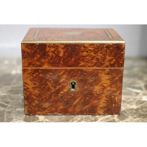 1645 - Antique French walnut money box, no key, approx 7cm H x 9cm W x 6cm D