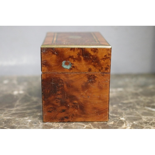 1645 - Antique French walnut money box, no key, approx 7cm H x 9cm W x 6cm D