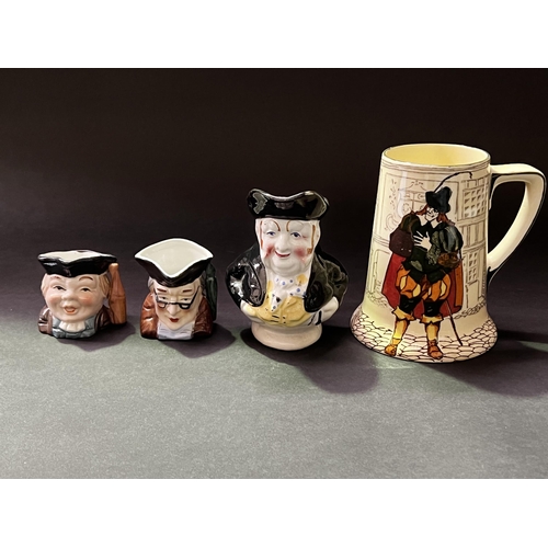 52 - Doulton tankard, two character jugs, approx 14cm H and smaller (4)