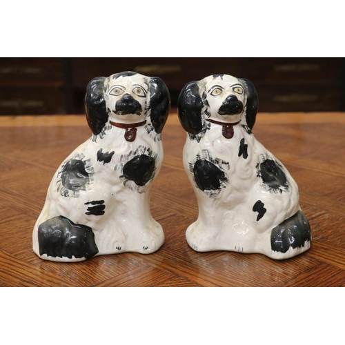 1686 - Pair antique Staffordshire dog figures, each approx 21cm H x 15cm W