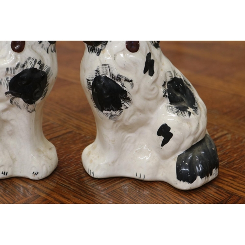 1686 - Pair antique Staffordshire dog figures, each approx 21cm H x 15cm W