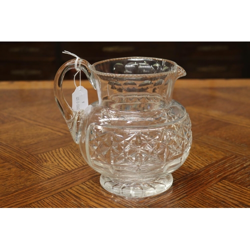 1689 - Glass water jug, approx 19cm H x 19cm W