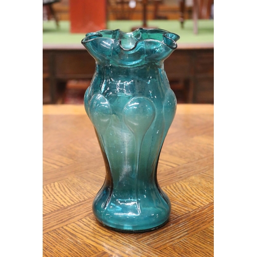 1691 - Decorative blue glass vase, approx 26cm H