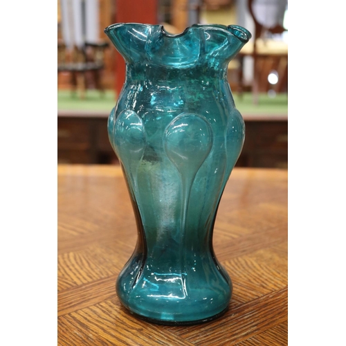 1691 - Decorative blue glass vase, approx 26cm H