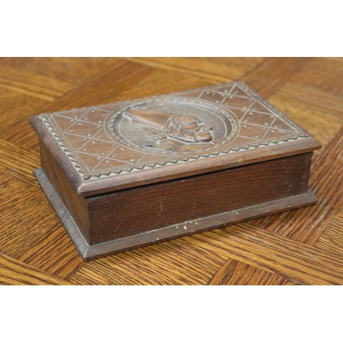 1693 - French Brittany wooden box, approx 6cm H x 21cm W x 14cm D