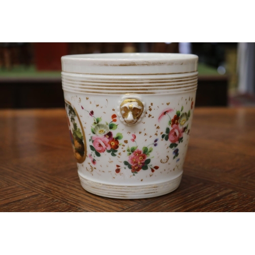 1698 - Antique French porcelain cache pot, approx 14cm H x 14cm Dia