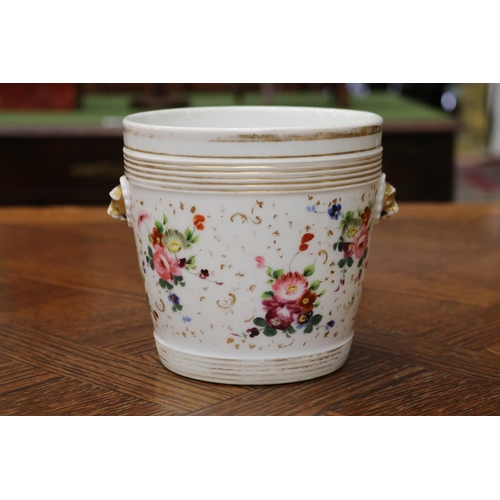 1698 - Antique French porcelain cache pot, approx 14cm H x 14cm Dia