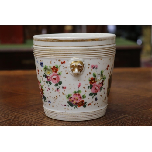 1698 - Antique French porcelain cache pot, approx 14cm H x 14cm Dia