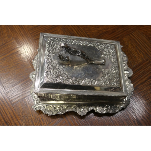 1706 - Plated butter dish with cover, approx 15cm H x 26cm x 20cm