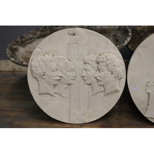 1712 - Pair of classical plaster plaques (AF), each approx 38cm Dia