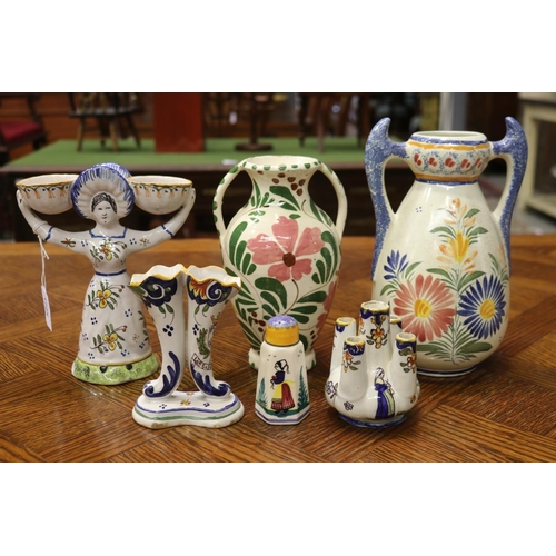 1725 - Good assorted lot of painted ceramics to include French Henriot Quimper vases, posy vase, etc, appro... 