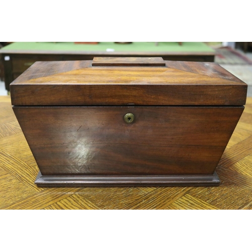 1726 - Antique English tea caddy, missing bowl, approx 22cm H x 38cm W x 20 cm D