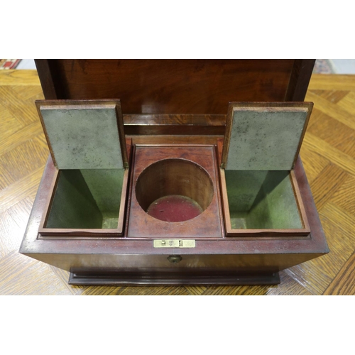 1726 - Antique English tea caddy, missing bowl, approx 22cm H x 38cm W x 20 cm D