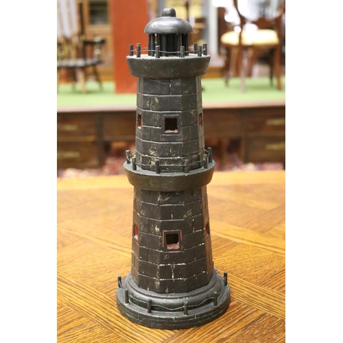 1732 - Decorative painted wooden lighthouse, approx 33cm H
