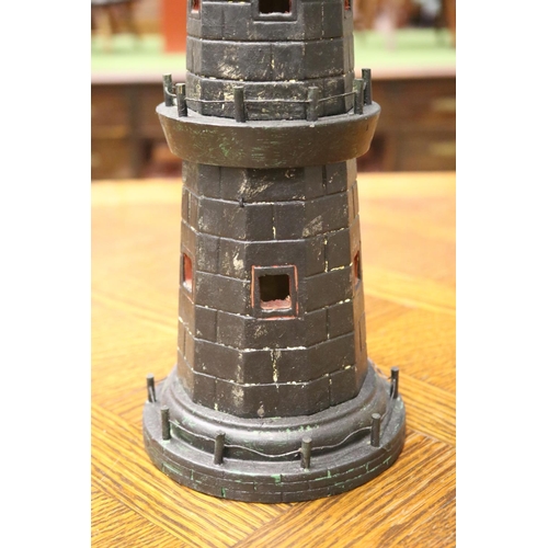 1732 - Decorative painted wooden lighthouse, approx 33cm H