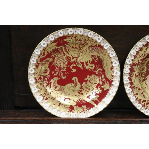 1733 - Two Royal Crown Derby, aves pattern cabinet plates, maroon ground with gilt highlights, each approx ... 