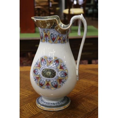 1736 - Antique Magenta Stoke porcelain pitcher, approx 34cm H