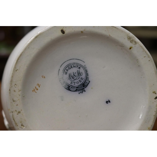 1736 - Antique Magenta Stoke porcelain pitcher, approx 34cm H
