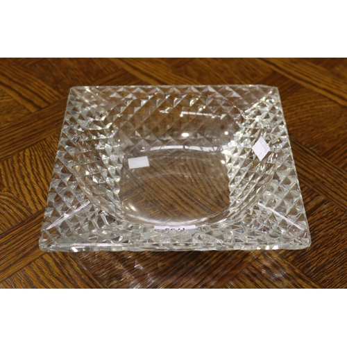 1739 - Large glass ash tray, has some chips, approx 6cm H x 23cm sq