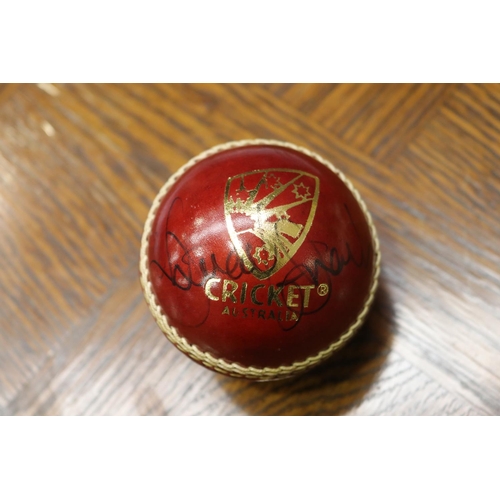 1746 - Unused cricket ball, signed by Stuart Clarke, with documents