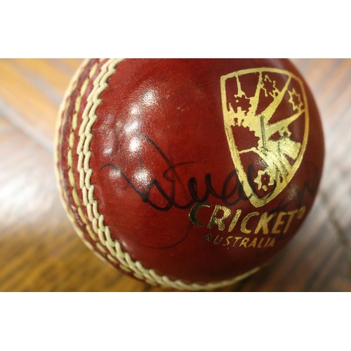 1746 - Unused cricket ball, signed by Stuart Clarke, with documents