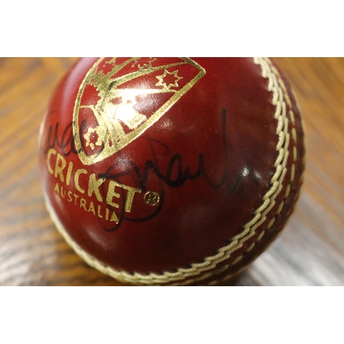 1746 - Unused cricket ball, signed by Stuart Clarke, with documents
