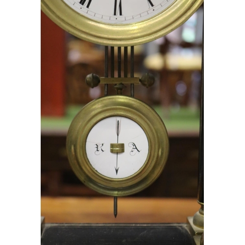 1748 - Antique French Napoleon III portico clock, has pendulum, no key, unknown working condition, approx 4... 