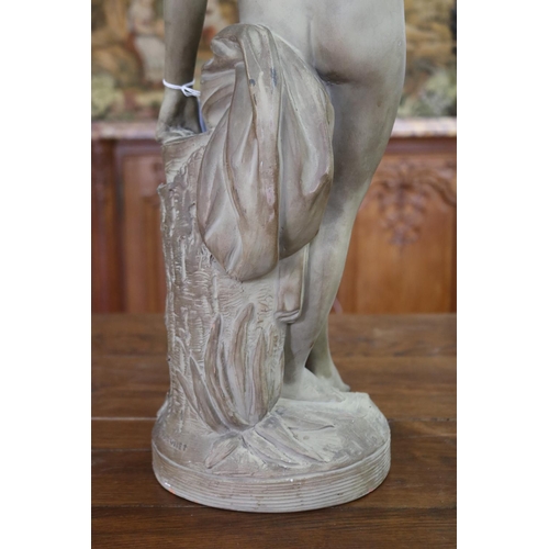 1017 - After Etienne Maurice Falconet (1716-1791) France, painted terracotta statue, Baigneuse tenant un dr... 