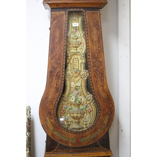 1062 - Antique French Louis Philippe comtoise clock, painted pine case, has key (in office C143.253), has p... 