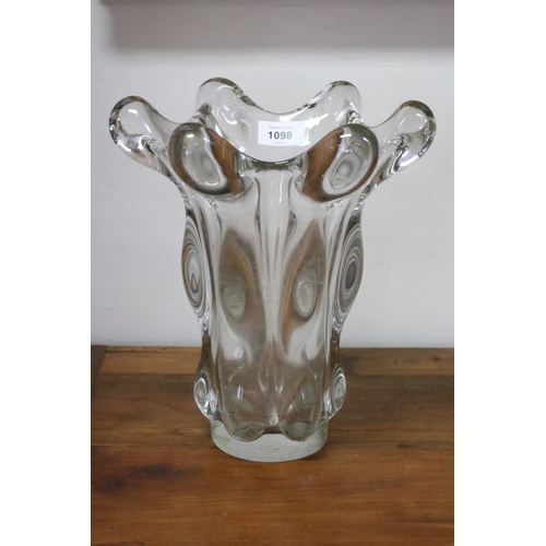 1098 - French Art Vannes art glass vase, approx 27cm H x 24cm Dia
