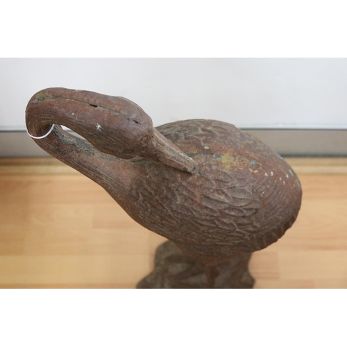 1111 - French cast iron figure of a water bird, approx 70cm H