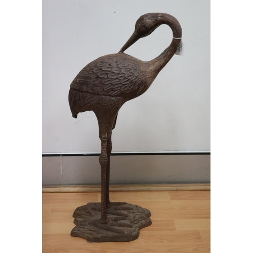 1111 - French cast iron figure of a water bird, approx 70cm H