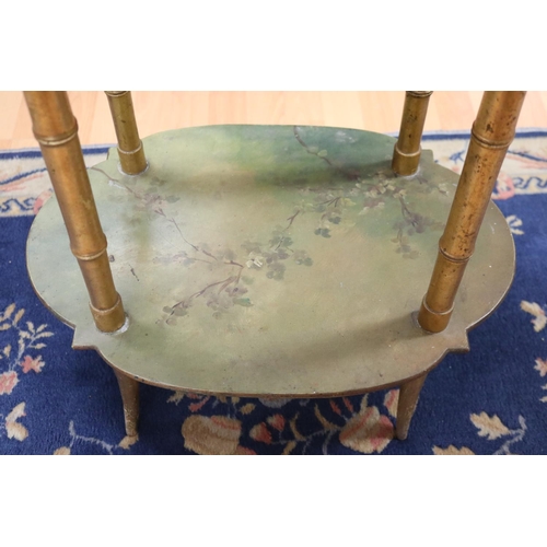 1127 - Antique French painted tiered stand, approx 70cm H x 52cm W x 37cm D