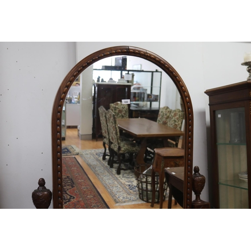 1090 - Impressive antique French carved walnut cheval mirror, approx 177cm H x 110cm W