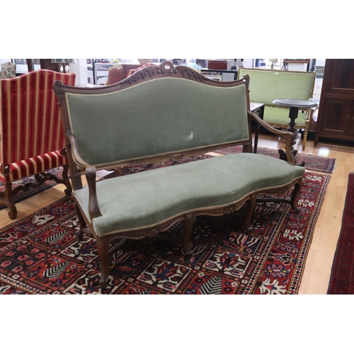 1145 - Antique French walnut Louis XV revival sofa, approx 115cm H x 170cm W