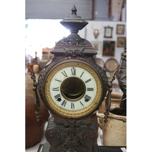 163 - Antique Ansonia Musketeer clock, no clock movement, unknown working order