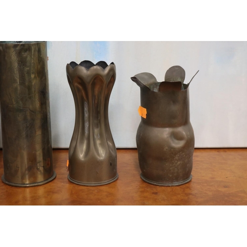 166 - Five brass trench art vases, approx 23cm H and shorter (5)