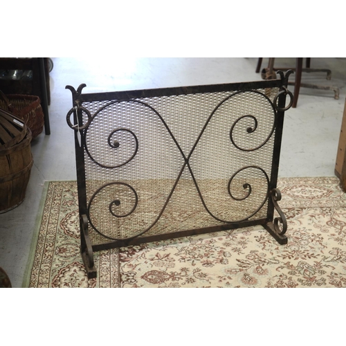 173 - French wrought iron fire screen, approx 57cm H x 71cm W