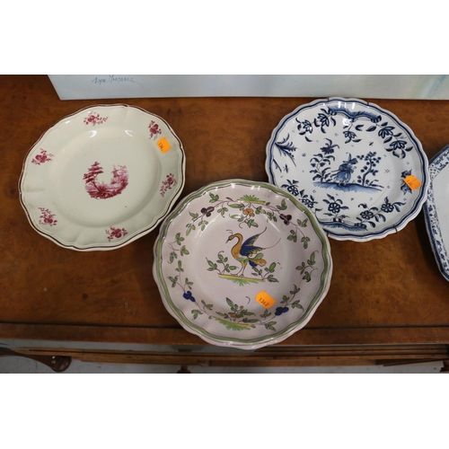 185 - Antique French plates & platters, approx 25cm x 30cm and smaller