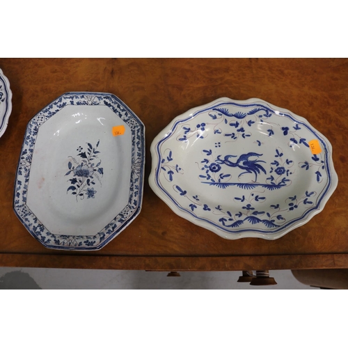 185 - Antique French plates & platters, approx 25cm x 30cm and smaller