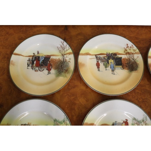 215 - Set of six Royal Doulton Coaching Days series ware plates, each approx 15cm Dia (6)