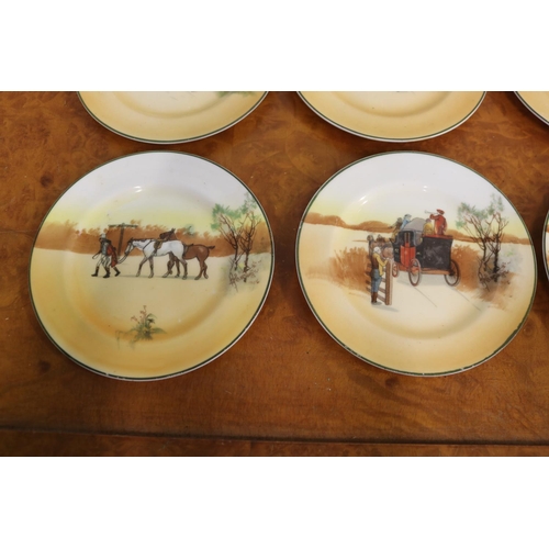 215 - Set of six Royal Doulton Coaching Days series ware plates, each approx 15cm Dia (6)