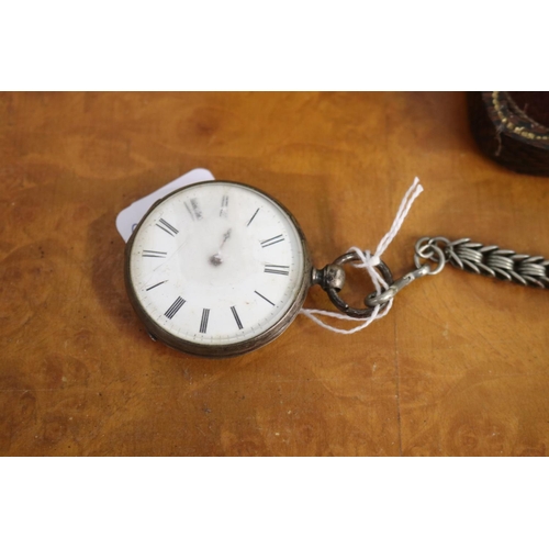 222 - Antique Pocket watch, beaker & cased fork & spoon