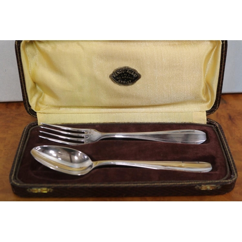 222 - Antique Pocket watch, beaker & cased fork & spoon