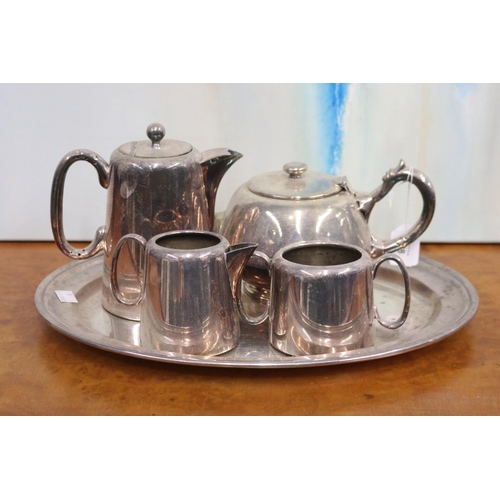 228 - Vintage EPNS tea and coffee service, tray approx 31cm x 41cm