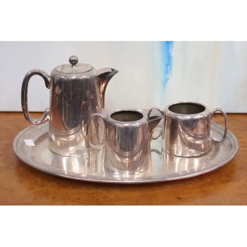 228 - Vintage EPNS tea and coffee service, tray approx 31cm x 41cm