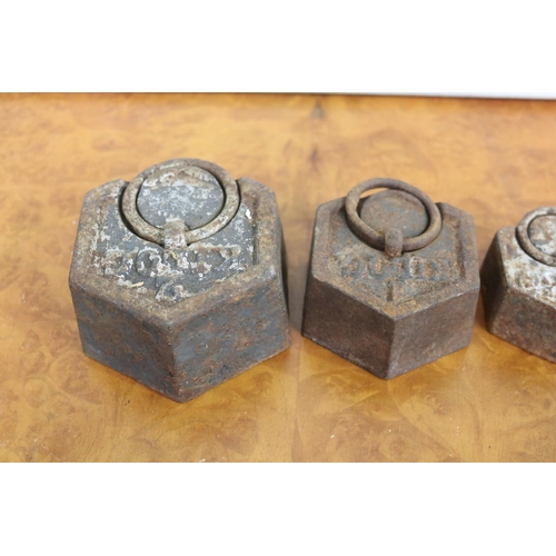 248 - Four cast iron weights, approx 2kg and lighter (4)