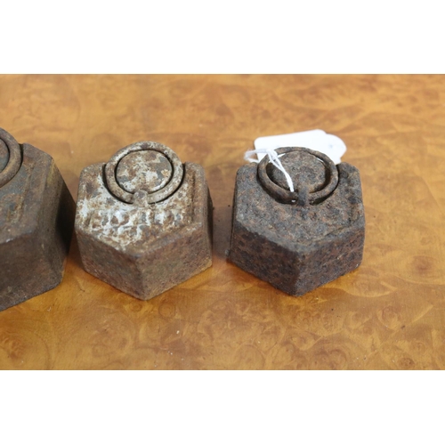 248 - Four cast iron weights, approx 2kg and lighter (4)