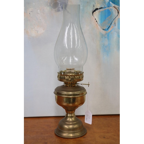 255 - Brass oil lamp, approx 40cm H