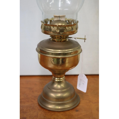 255 - Brass oil lamp, approx 40cm H